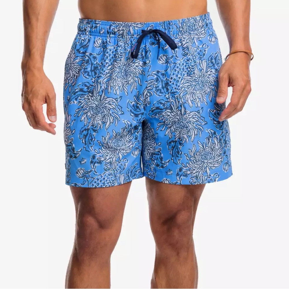 {Lilly Pulitzer x Southern Tide} Brand New Mens 6" Printed Swim Trunk